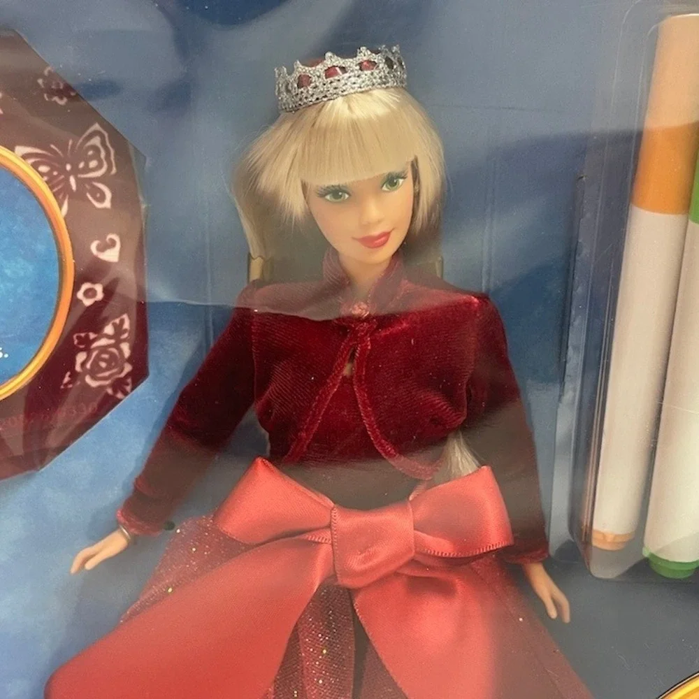 Very Velvet Barbie Doll Red Sparkly Gown Crown Markers Sticker Sheets‎ New